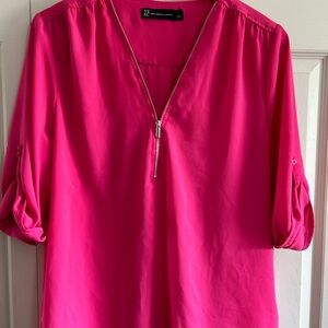 New York & Company pink Zip-Front Blouse